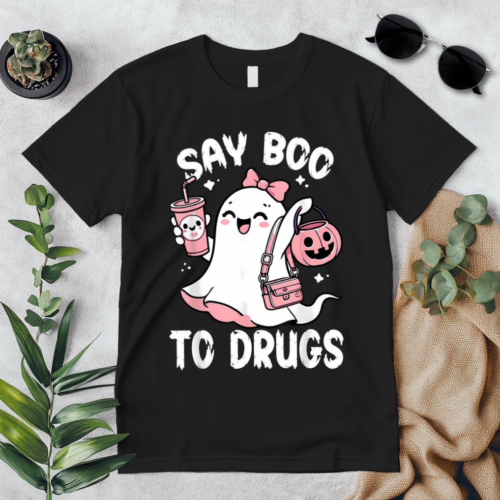 Say Boo To Drugs Funny Halloween Red Ribbon Week Awareness Premium T-Shirt