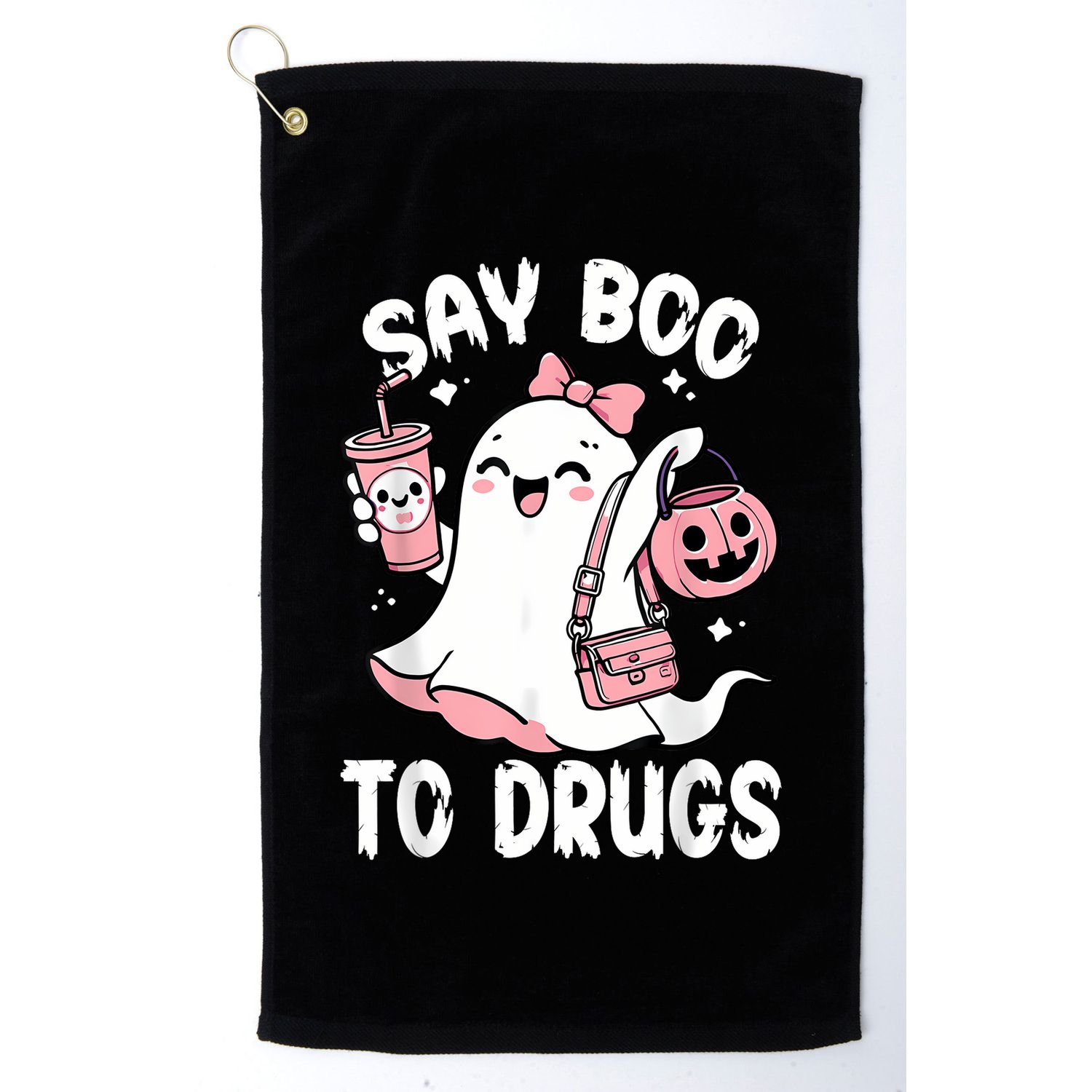 Say Boo To Drugs Funny Halloween Red Ribbon Week Awareness Golf Towel