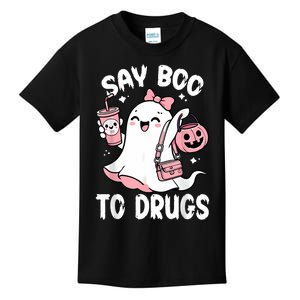 Say Boo To Drugs Funny Halloween Red Ribbon Week Awareness Kids T-Shirt