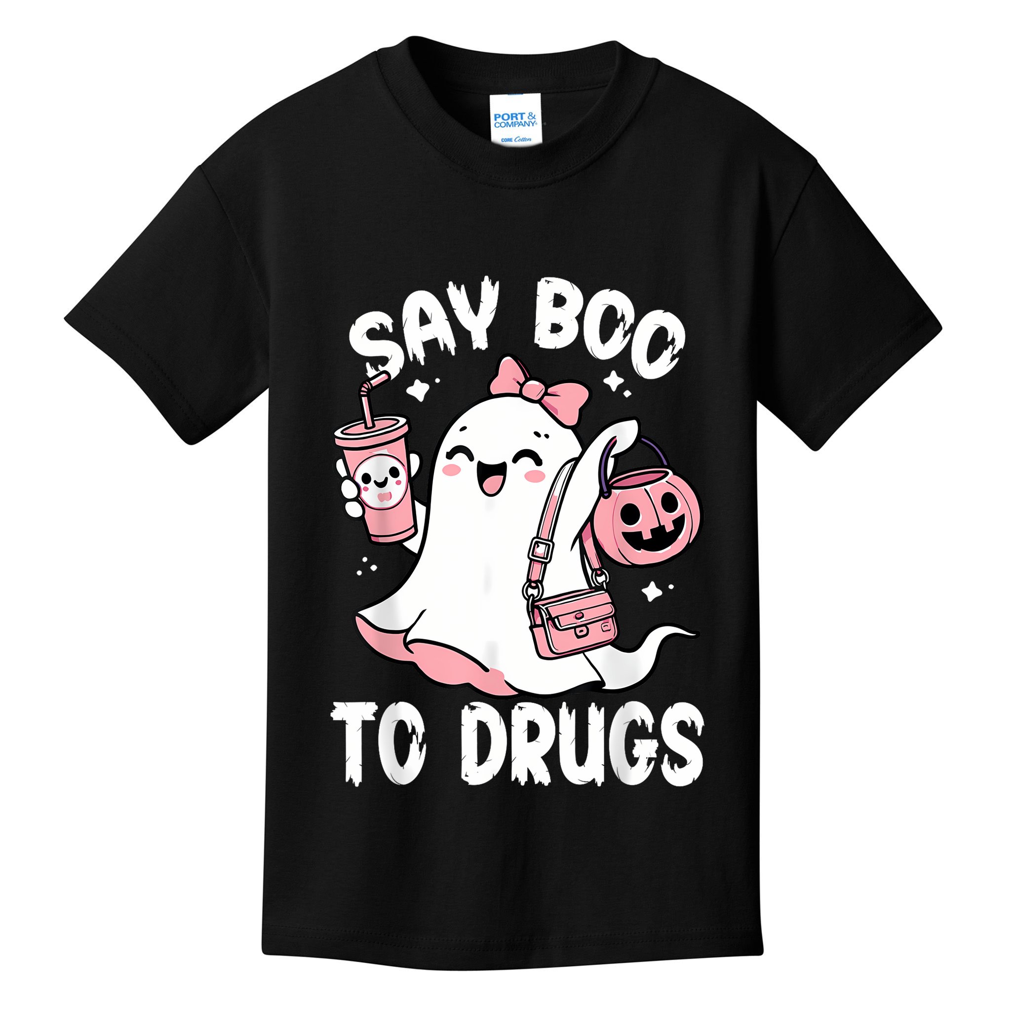 Say Boo To Drugs Funny Halloween Red Ribbon Week Awareness Kids T-Shirt