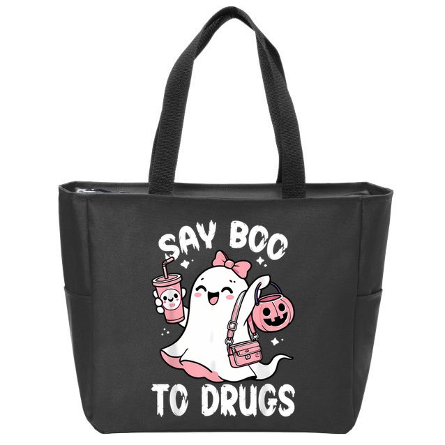 Say Boo To Drugs Funny Halloween Red Ribbon Week Awareness Zip Tote Bag
