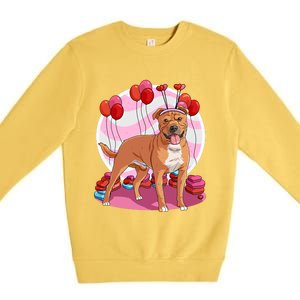 Staffordshire Bull Terrier Heart Valentine Day Decor Gift Premium Crewneck Sweatshirt