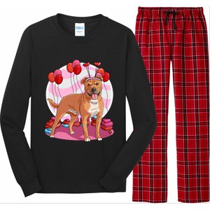 Staffordshire Bull Terrier Heart Valentine Day Decor Gift Long Sleeve Pajama Set