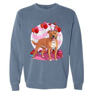 Staffordshire Bull Terrier Heart Valentine Day Decor Gift Garment-Dyed Sweatshirt