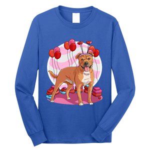 Staffordshire Bull Terrier Heart Valentine Day Decor Gift Long Sleeve Shirt