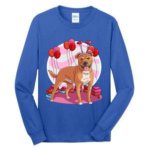 Staffordshire Bull Terrier Heart Valentine Day Decor Gift Tall Long Sleeve T-Shirt