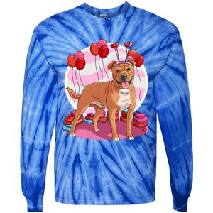 Staffordshire Bull Terrier Heart Valentine Day Decor Gift Tie-Dye Long Sleeve Shirt