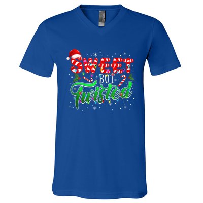 Sweet But Twisted Funny Candy Cane Christmas Gift V-Neck T-Shirt