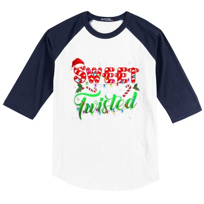 Sweet But Twisted Funny Candy Cane Christmas Gift Baseball Sleeve Shirt