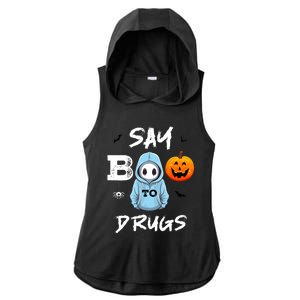 Say Boo To Drugs Funny Halloween Red Ribbon Week Awareness Ladies PosiCharge Tri-Blend Wicking Draft Hoodie Tank