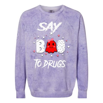 Say Boo To Drugs Halloween Red Ribbon Week Awareness Colorblast Crewneck Sweatshirt