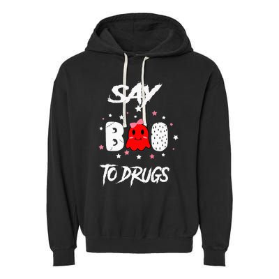 Say Boo To Drugs Halloween Red Ribbon Week Awareness Garment-Dyed Fleece Hoodie