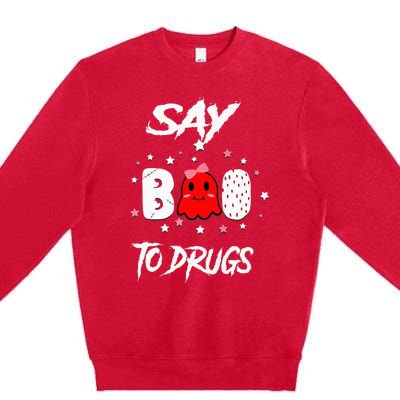 Say Boo To Drugs Halloween Red Ribbon Week Awareness Premium Crewneck Sweatshirt