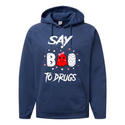 Say Boo To Drugs Halloween Red Ribbon Week Awareness Performance Fleece Hoodie