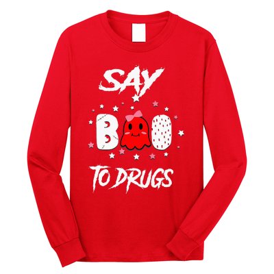 Say Boo To Drugs Halloween Red Ribbon Week Awareness Long Sleeve Shirt