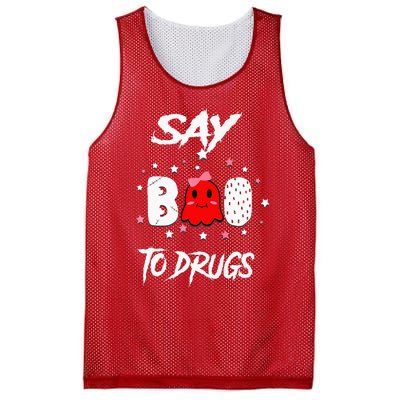 Say Boo To Drugs Halloween Red Ribbon Week Awareness Mesh Reversible Basketball Jersey Tank