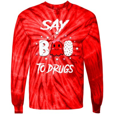 Say Boo To Drugs Halloween Red Ribbon Week Awareness Tie-Dye Long Sleeve Shirt