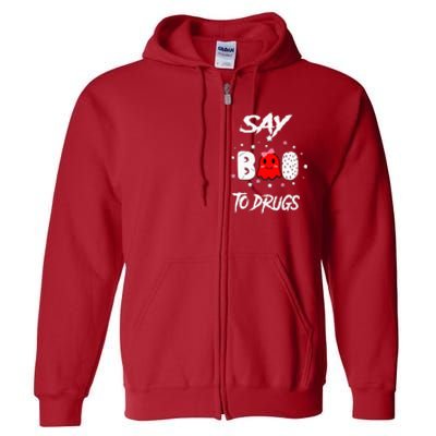 Say Boo To Drugs Halloween Red Ribbon Week Awareness Full Zip Hoodie