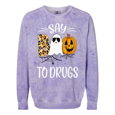 Say Boo To Drugs Funny Halloween Red Ribbon Week Awareness Colorblast Crewneck Sweatshirt