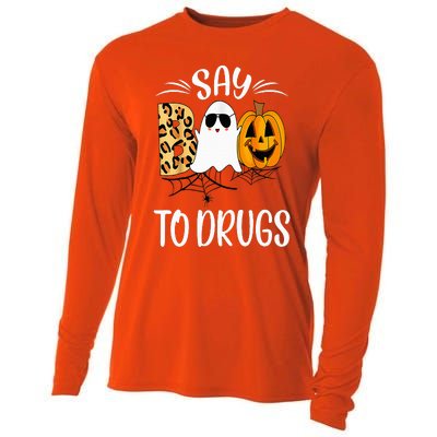 Say Boo To Drugs Funny Halloween Red Ribbon Week Awareness Cooling Performance Long Sleeve Crew