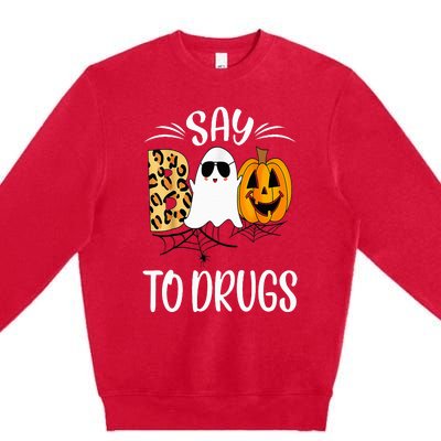 Say Boo To Drugs Funny Halloween Red Ribbon Week Awareness Premium Crewneck Sweatshirt