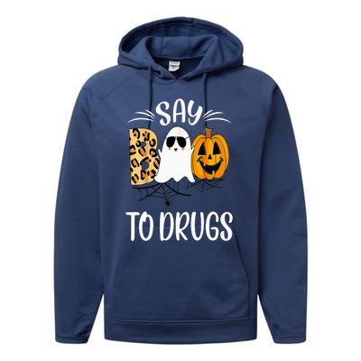 Say Boo To Drugs Funny Halloween Red Ribbon Week Awareness Performance Fleece Hoodie