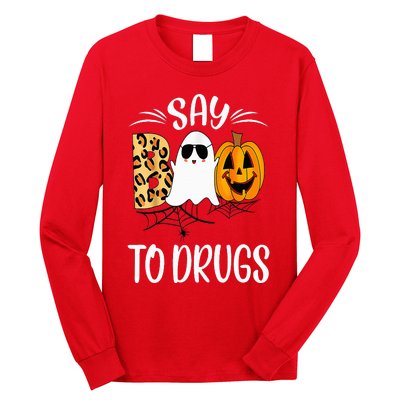 Say Boo To Drugs Funny Halloween Red Ribbon Week Awareness Long Sleeve Shirt