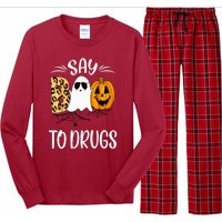 Say Boo To Drugs Funny Halloween Red Ribbon Week Awareness Long Sleeve Pajama Set