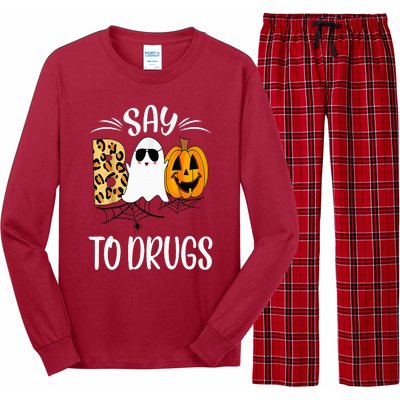 Say Boo To Drugs Funny Halloween Red Ribbon Week Awareness Long Sleeve Pajama Set