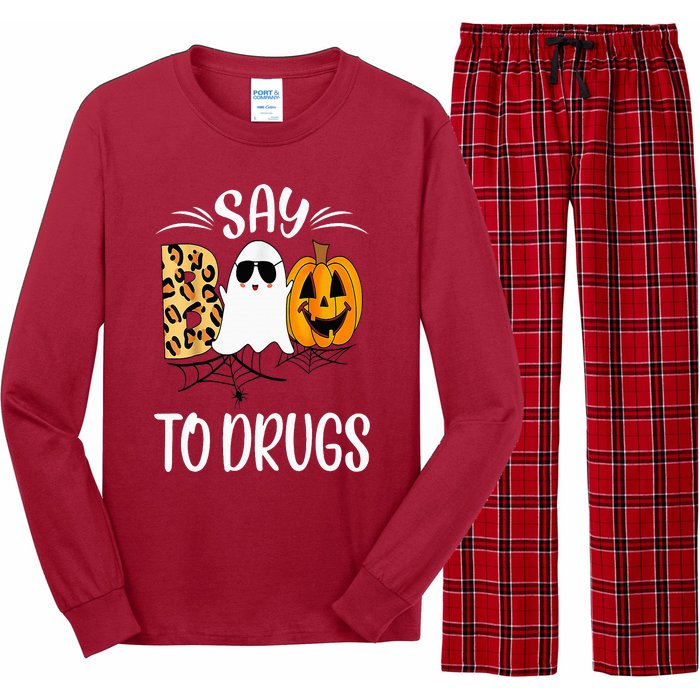 Say Boo To Drugs Funny Halloween Red Ribbon Week Awareness Long Sleeve Pajama Set