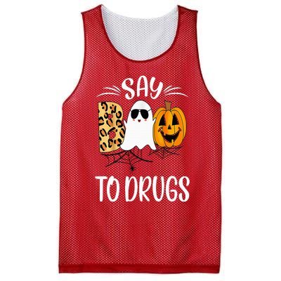 Say Boo To Drugs Funny Halloween Red Ribbon Week Awareness Mesh Reversible Basketball Jersey Tank