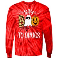 Say Boo To Drugs Funny Halloween Red Ribbon Week Awareness Tie-Dye Long Sleeve Shirt