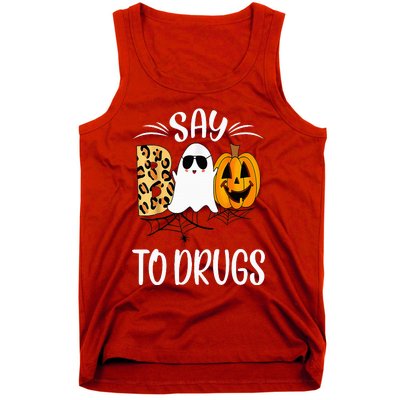 Say Boo To Drugs Funny Halloween Red Ribbon Week Awareness Tank Top