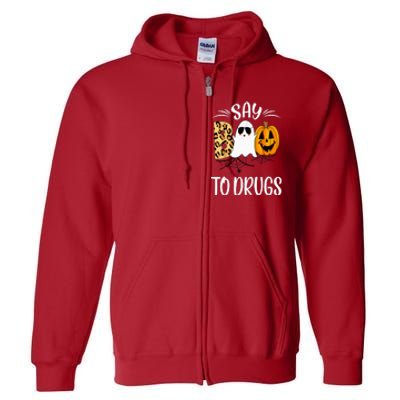 Say Boo To Drugs Funny Halloween Red Ribbon Week Awareness Full Zip Hoodie