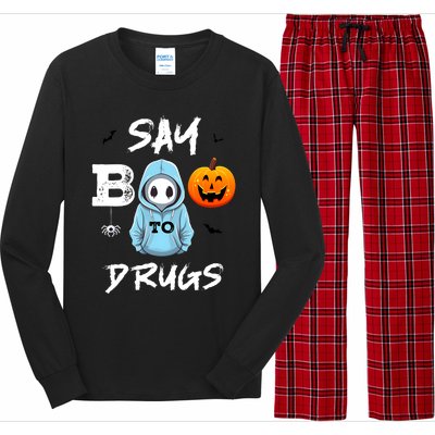 Say Boo To Drugs Funny Halloween Red Ribbon Week Awareness Long Sleeve Pajama Set