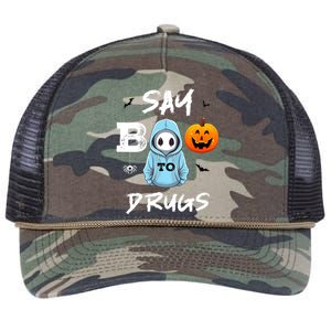 Say Boo To Drugs Funny Halloween Red Ribbon Week Awareness Retro Rope Trucker Hat Cap