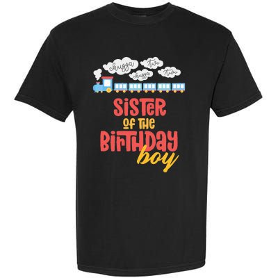 Sister Birthday Train I'm 2 Two Yr Old Chugga Engine Garment-Dyed Heavyweight T-Shirt