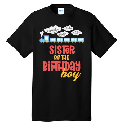 Sister Birthday Train I'm 2 Two Yr Old Chugga Engine Tall T-Shirt