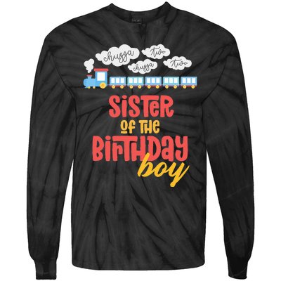 Sister Birthday Train I'm 2 Two Yr Old Chugga Engine Tie-Dye Long Sleeve Shirt