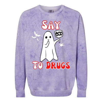 Say Boo To Drugs National Red Ribbon Week Awareness Cool Gift Colorblast Crewneck Sweatshirt