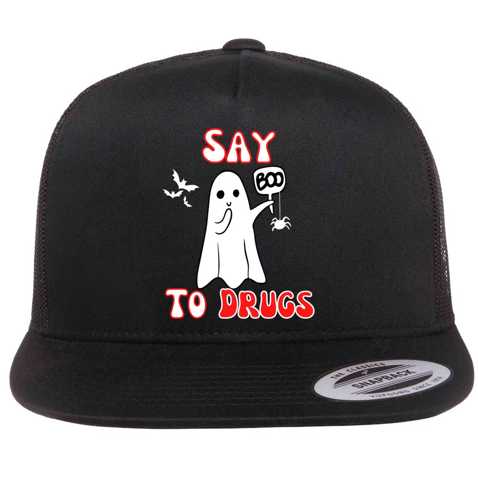 Say Boo To Drugs National Red Ribbon Week Awareness Cool Gift Flat Bill Trucker Hat
