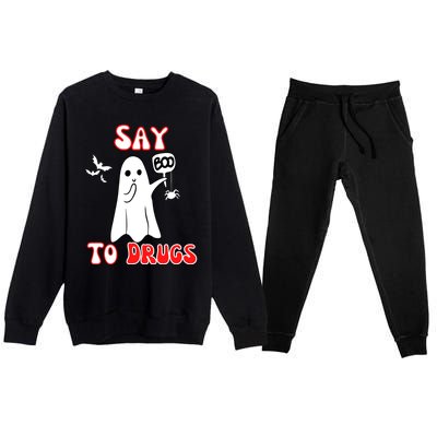 Say Boo To Drugs National Red Ribbon Week Awareness Cool Gift Premium Crewneck Sweatsuit Set