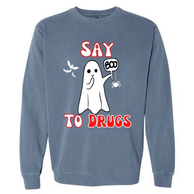 Say Boo To Drugs National Red Ribbon Week Awareness Cool Gift Garment-Dyed Sweatshirt