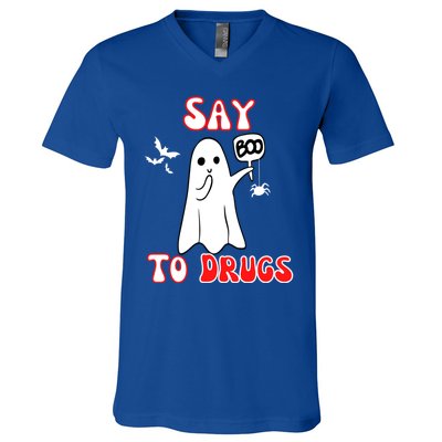 Say Boo To Drugs National Red Ribbon Week Awareness Cool Gift V-Neck T-Shirt