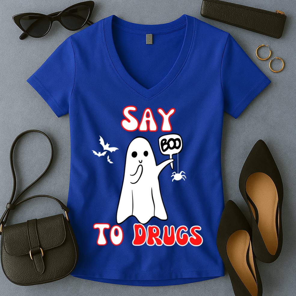 Say Boo To Drugs National Red Ribbon Week Awareness Cool Gift Women's V-Neck T-Shirt