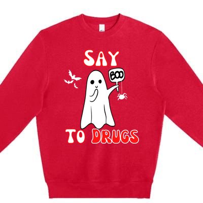 Say Boo To Drugs National Red Ribbon Week Awareness Cool Gift Premium Crewneck Sweatshirt