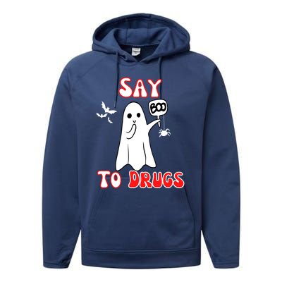 Say Boo To Drugs National Red Ribbon Week Awareness Cool Gift Performance Fleece Hoodie