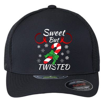 Sweet But Twisted Funny Candy Cane Christmas Holiday Funny Holiday Candy Cane Flexfit Unipanel Trucker Cap