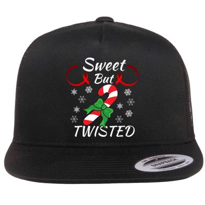 Sweet But Twisted Funny Candy Cane Christmas Holiday Funny Holiday Candy Cane Flatbill Hat
