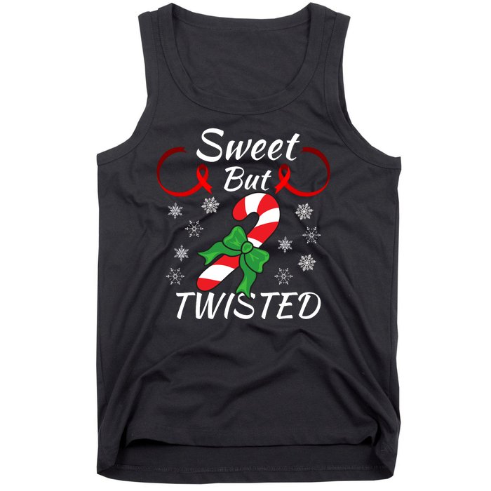 Sweet But Twisted Funny Candy Cane Christmas Holiday Funny Holiday Candy Cane Tank Top